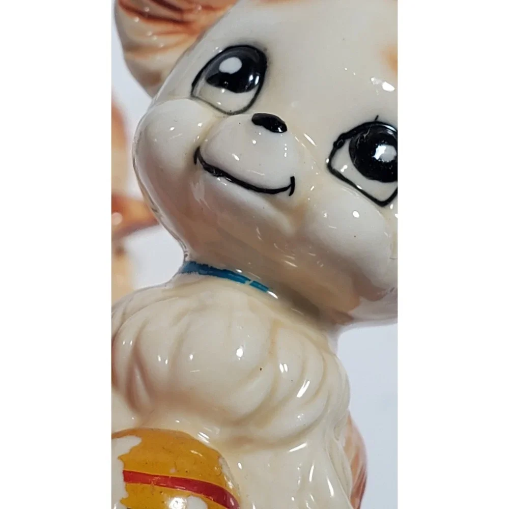 Vintage Dog Figurines Pekingese Puppies Playful Puppy Porcelain Set of 3 PLSREAD